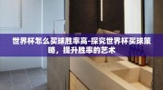 世界杯怎么买球胜率高-探究世界杯买球策略，提升胜率的艺术