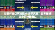 世界杯盘口网站让球-赛事风云，世界杯博弈中的神秘盘口