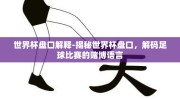 世界杯盘口解释-揭秘世界杯盘口，解码足球比赛的赌博语言