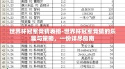 世界杯冠军竞猜表格-世界杯冠军竞猜的乐趣与策略，一份详尽指南