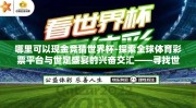 哪里可以现金竞猜世界杯-探索全球体育彩票平台与世足盛宴的兴奋交汇——寻找世界杯现金竞猜的最佳途径