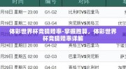 体彩世界杯竞猜赔率-掌握胜算，体彩世界杯竞猜赔率详解