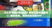 什么世界杯竞猜app好-探索世界杯竞猜的精彩世界，揭秘优选竞猜APP