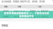 世界杯竞猜去哪里投注-一、了解合法与安全的投注平台