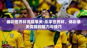 体彩世界杯竞猜单关-乐享世界杯，体彩单关竞猜的魅力与技巧
