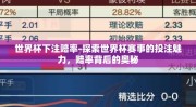 世界杯下注赔率-探索世界杯赛事的投注魅力，赔率背后的奥秘