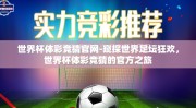 世界杯体彩竞猜官网-窥探世界足坛狂欢，世界杯体彩竞猜的官方之旅