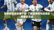 世界杯玩竞彩哪个好-了解世界杯与玩竞彩的精彩交织