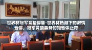 世界杯冠军竞猜停售-世界杯热潮下的激情暂停，冠军竞猜票务的短暂休止符