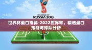 世界杯盘口推荐-2022世界杯，精选盘口策略与球队分析