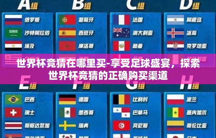 世界杯竞猜在哪里买-享受足球盛宴，探索世界杯竞猜的正确购买渠道