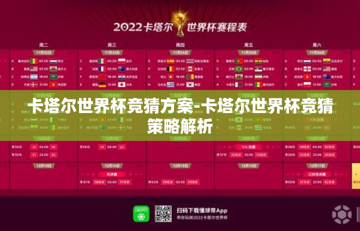 卡塔尔世界杯竞猜方案-卡塔尔世界杯竞猜策略解析 卡塔尔世界杯竞猜方案-卡塔尔世界杯竞猜策略解析