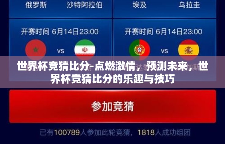 世界杯竞猜比分-点燃激情，预测未来，世界杯竞猜比分的乐趣与技巧