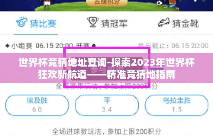 世界杯竞猜地址查询-探索2023年世界杯狂欢新航道——精准竞猜地指南