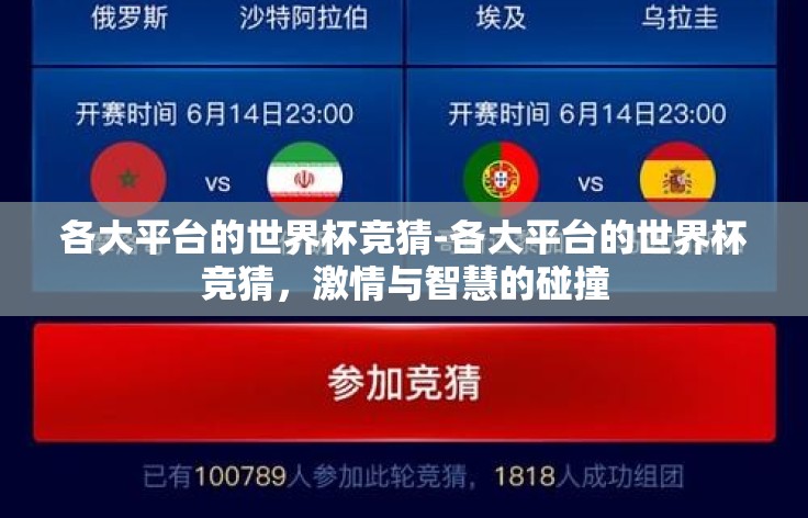 各大平台的世界杯竞猜-各大平台的世界杯竞猜,激情与智慧的碰撞 各大平台的世界杯竞猜-各大平台的世界杯竞猜,激情与智慧的碰撞