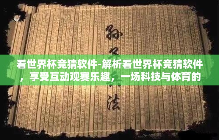 看世界杯竞猜软件-解析看世界杯竞猜软件，享受互动观赛乐趣，一场科技与体育的完美邂逅
