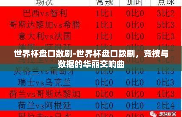 世界杯盘口数剧-世界杯盘口数剧,竞技与数据的华丽交响曲 世界杯盘口数剧-世界杯盘口数剧,竞技与数据的华丽交响曲