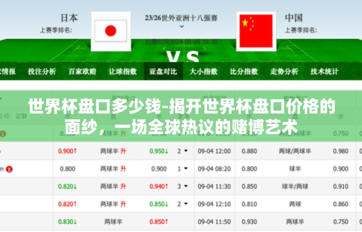 世界杯盘口多少钱-揭开世界杯盘口价格的面纱,一场全球热议的赌博艺术 世界杯盘口多少钱-揭开世界杯盘口价格的面纱,一场全球热议的赌博艺术