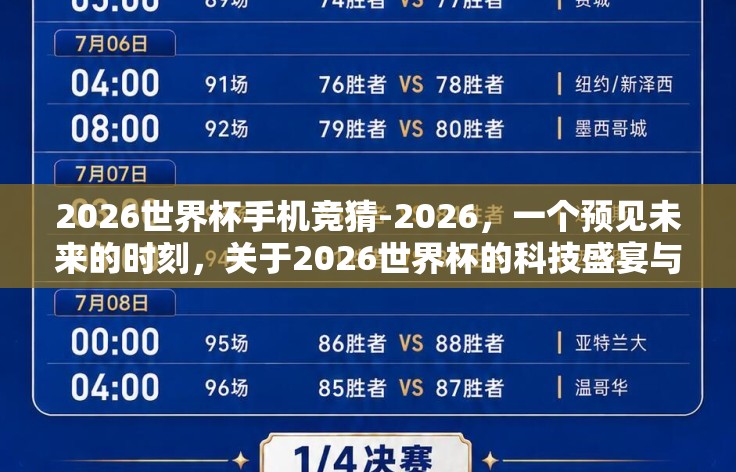 2026世界杯手机竞猜-2026，一个预见未来的时刻，关于2026世界杯的科技盛宴与手机竞猜的创意碰撞